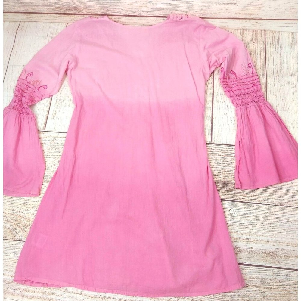 Embroidery Pink Summer Tunic Women's Shirt Tunic Top Dress Kurta 100% Cotton L - Picture 13 of 16